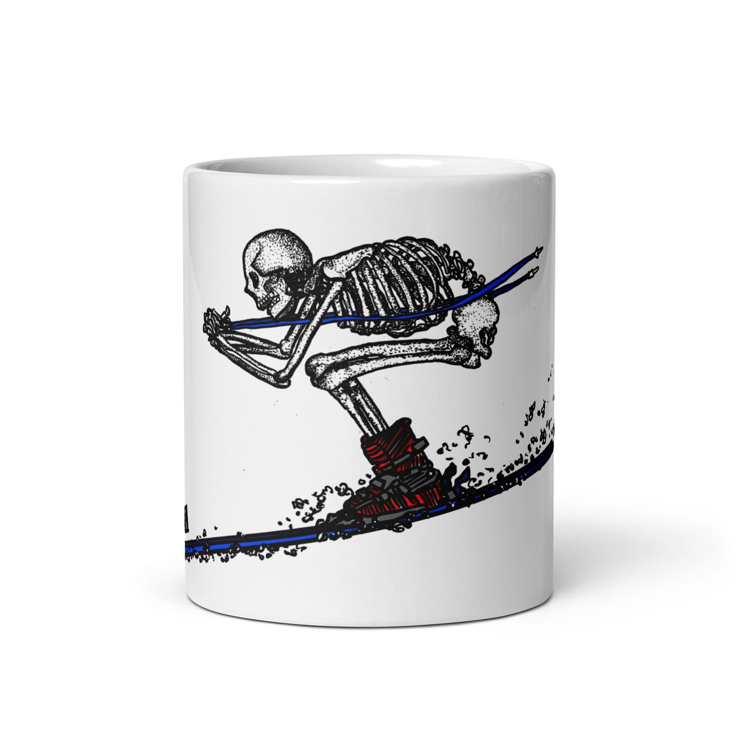 BellavanceInk: Coffee Mug With Pen & Ink Drawing Of Skeleton Skiing Downhill