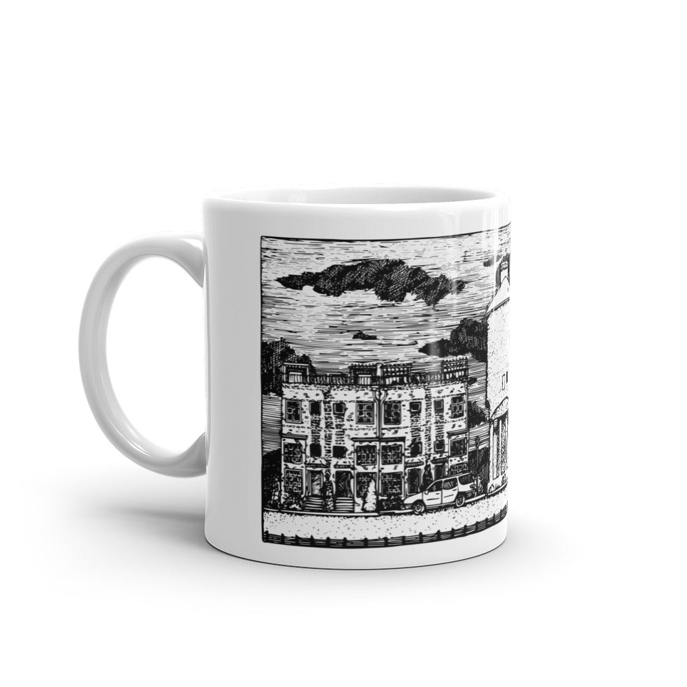 BellavanceInk: Coffee Mug With Pen & Ink Sketch Of City Walk And The Train Coal Tower In Charlottesville