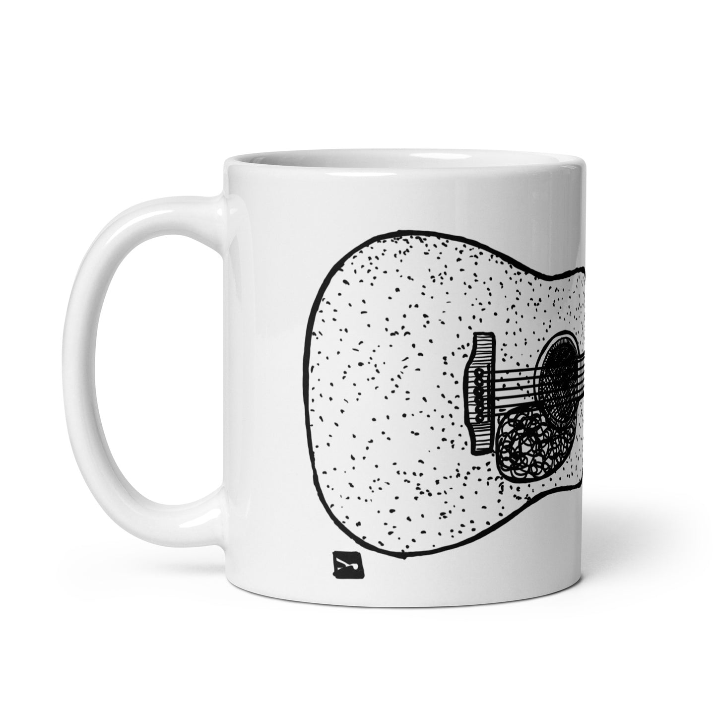 BellavanceInk: Coffee Mug With A Vintage Acoustic Guitar D18 Martin Style Musical Instrument Pen And Ink Drawing