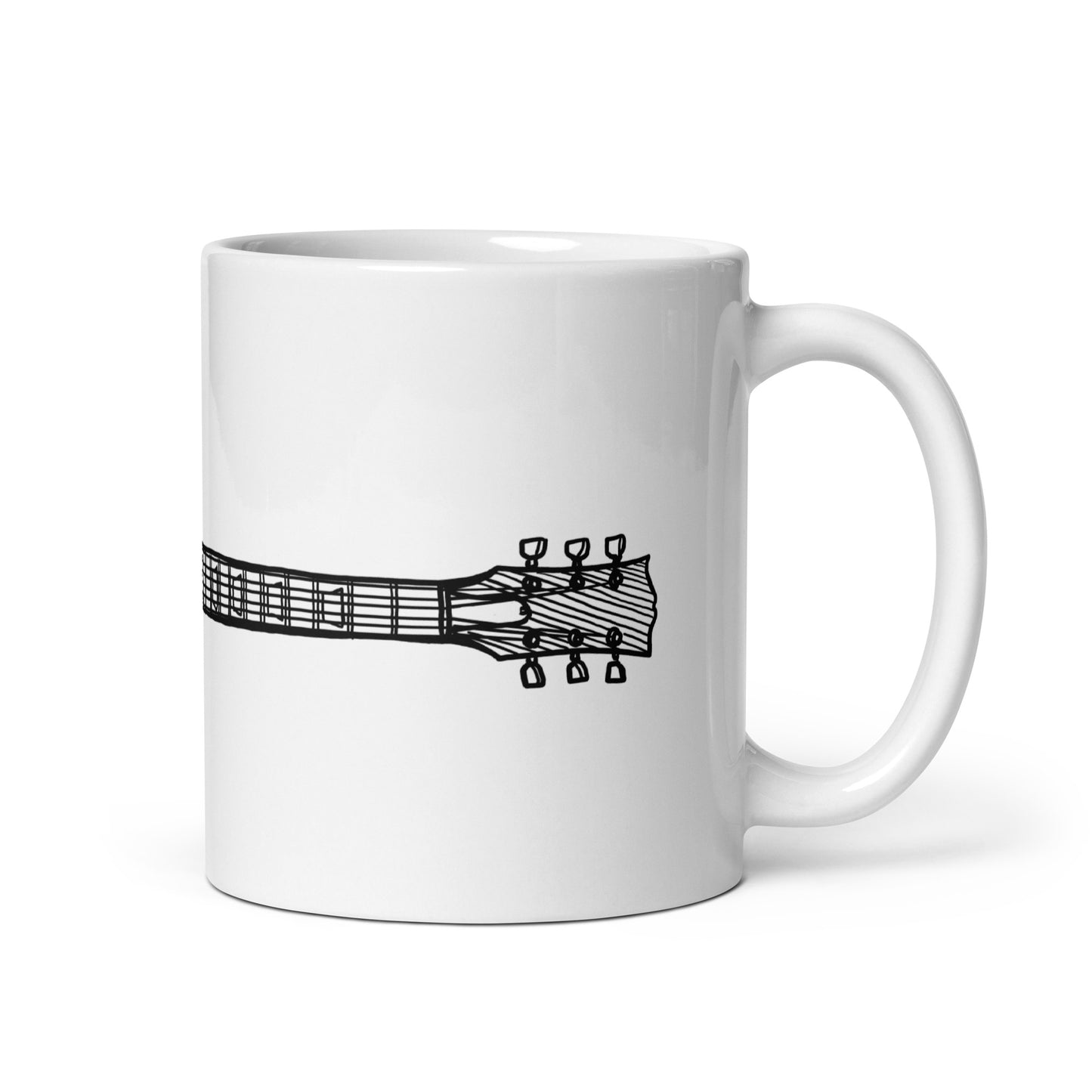 BellavanceInk: Coffee Mug With A Vintage Style Electric Guitar Style Musical Instrument Pen And Ink Drawing