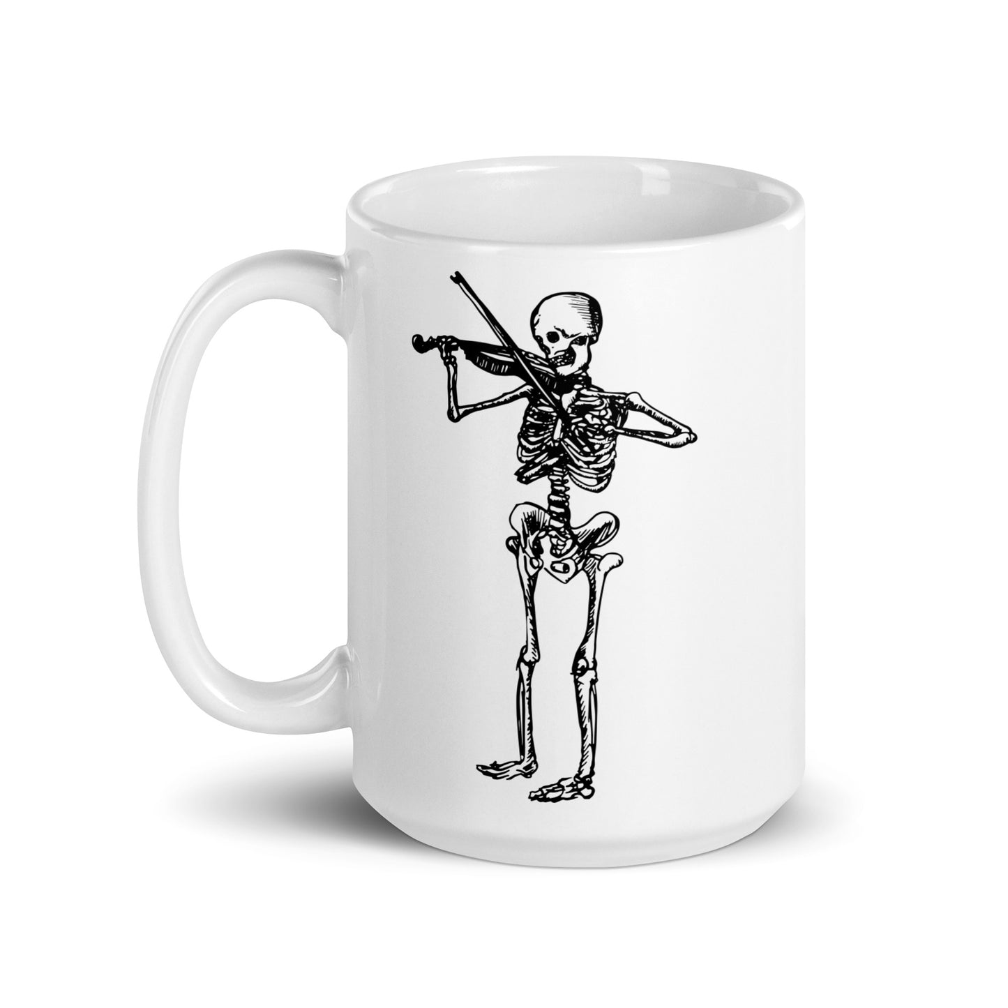 BellavanceInk: 15 Oz Coffee Mug Of Skeleton Playing The Mandolin, Violin/Fiddle, Banjo, or Guitar