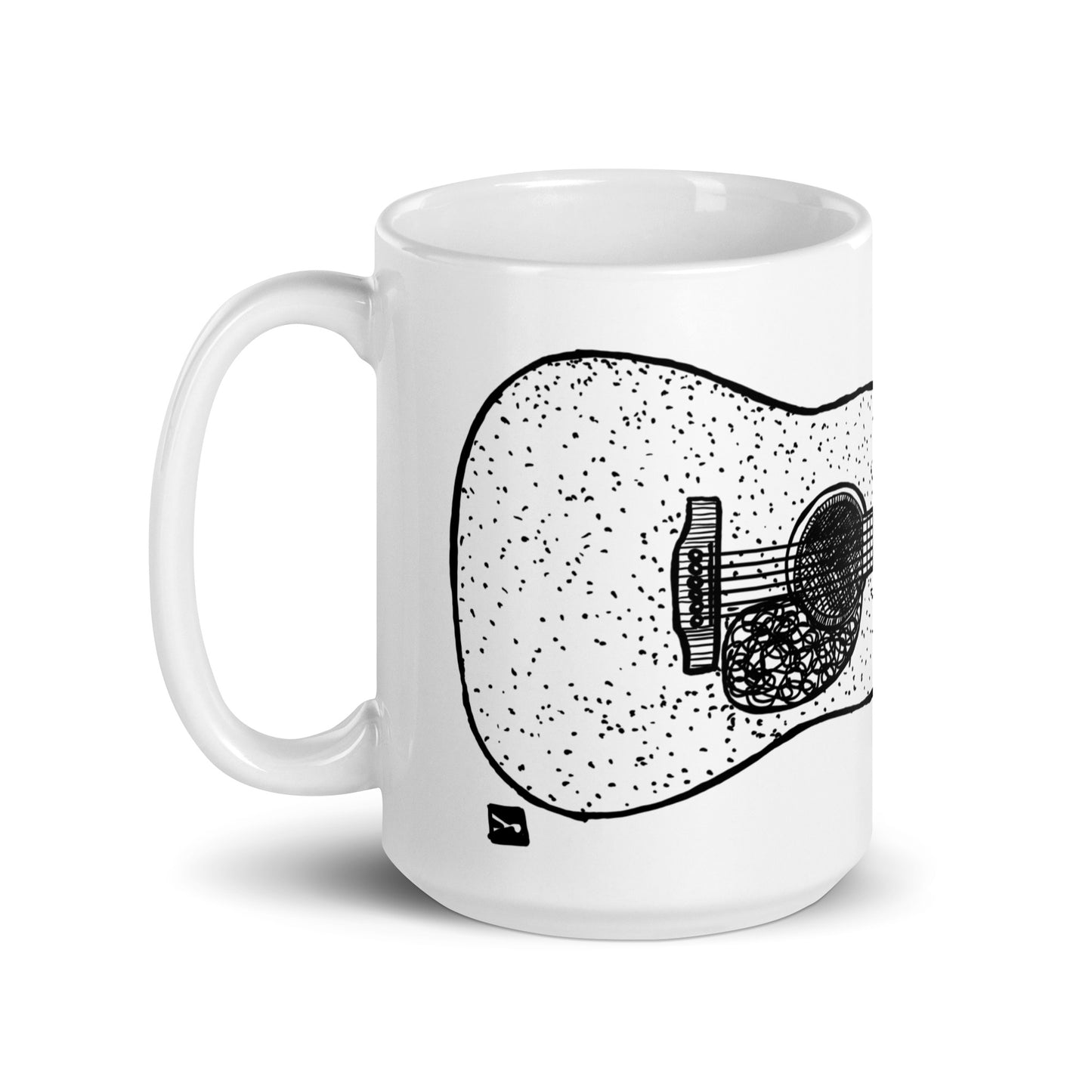BellavanceInk: Coffee Mug With A Vintage Acoustic Guitar D18 Martin Style Musical Instrument Pen And Ink Drawing