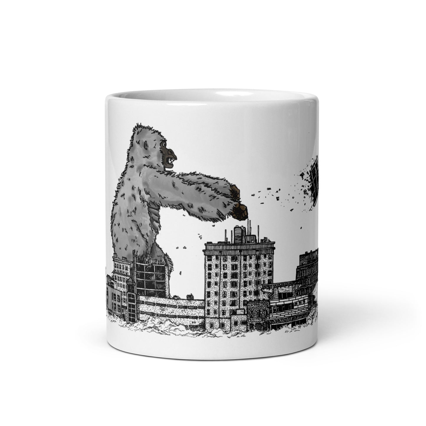 BellavanceInk: Coffee Mug With Pen & Ink Watercolor Sketch Of King Kong Attacking The Abandoned Landmark Hotel In Charlottesville