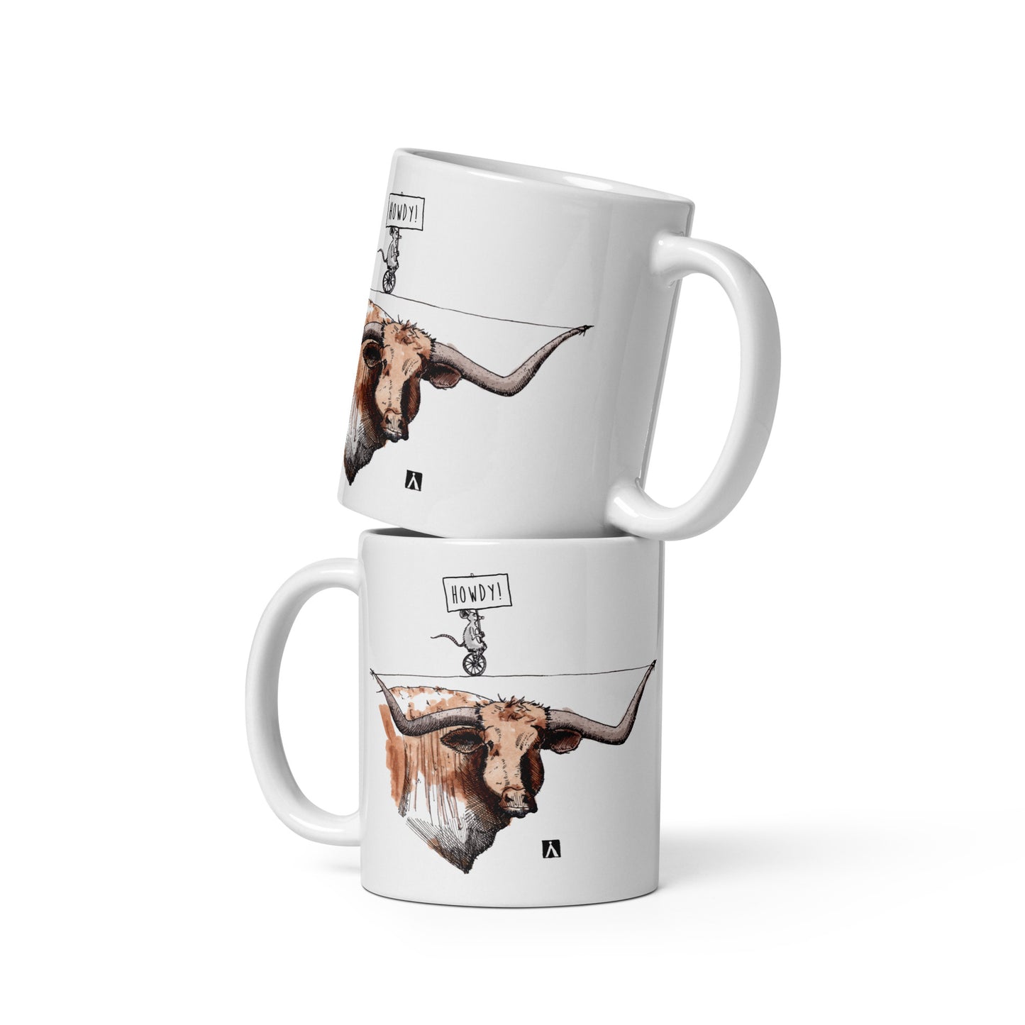 BellavanceInk: Coffee Mug With Longhorn Steer And Mouse "Howdy"