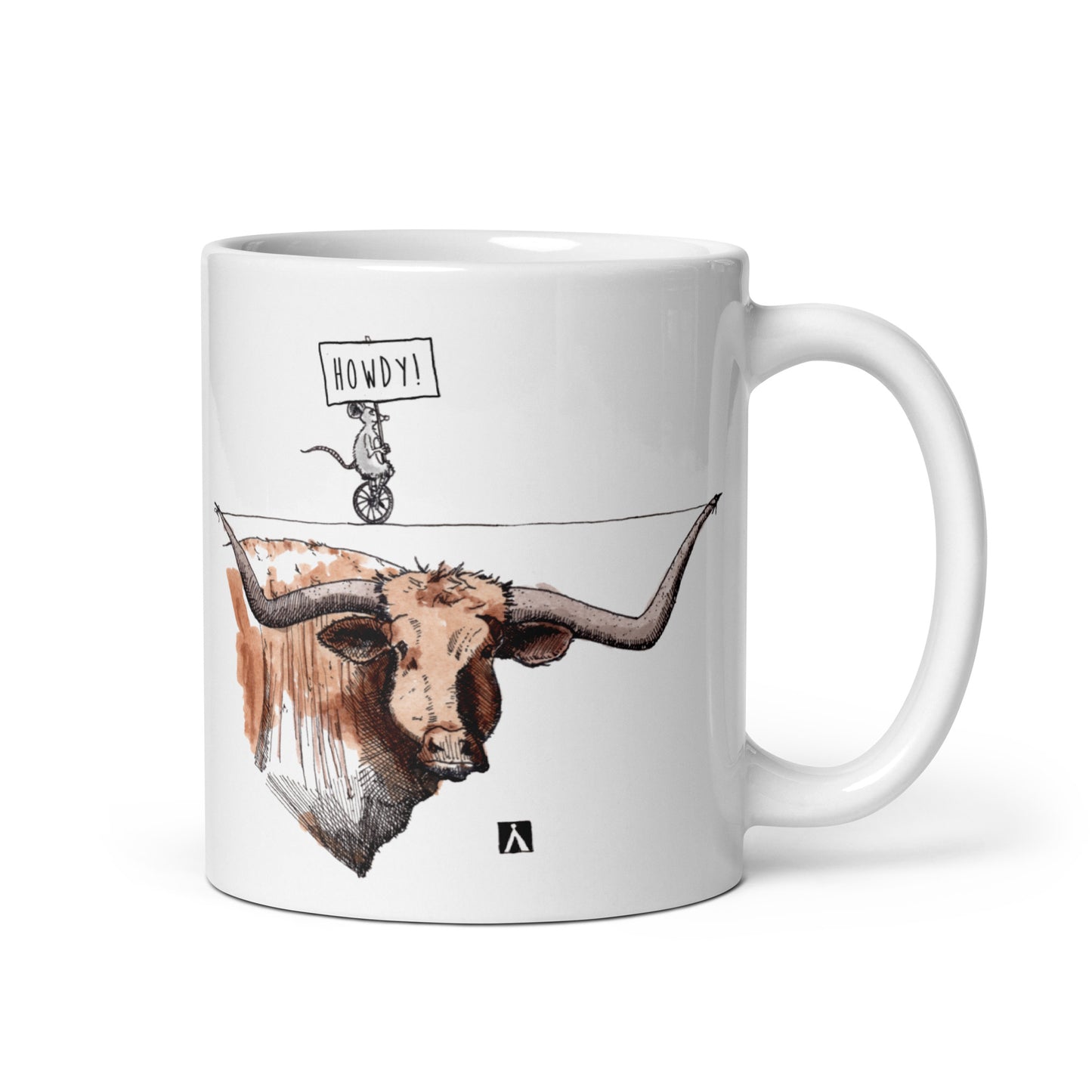 BellavanceInk: Coffee Mug With Longhorn Steer And Mouse "Howdy"