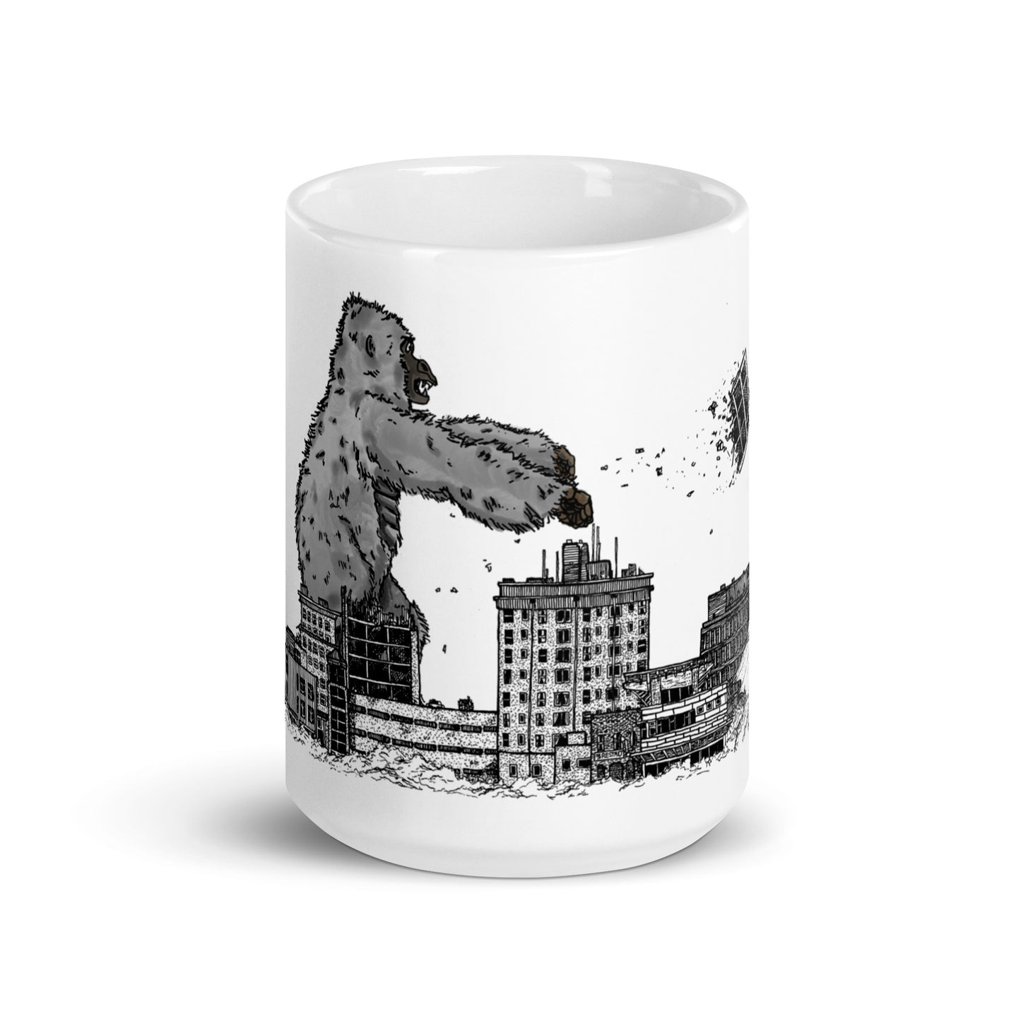 BellavanceInk: Coffee Mug With Pen & Ink Watercolor Sketch Of King Kong Attacking The Abandoned Landmark Hotel In Charlottesville