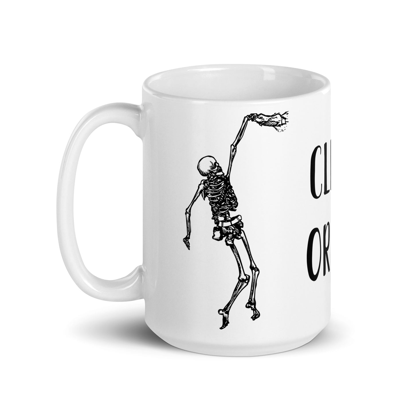 BellavanceInk: Coffee Mug With Pen & Ink Drawing Of A Skeleton Free Rock Climbing